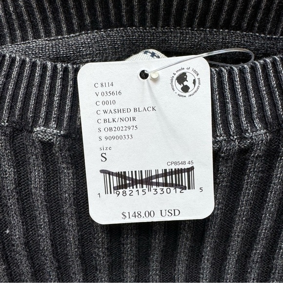 NWT Free People We The Free Between The Lines Rib Sweater Long Sleeve in Black - Picture 5 of 10